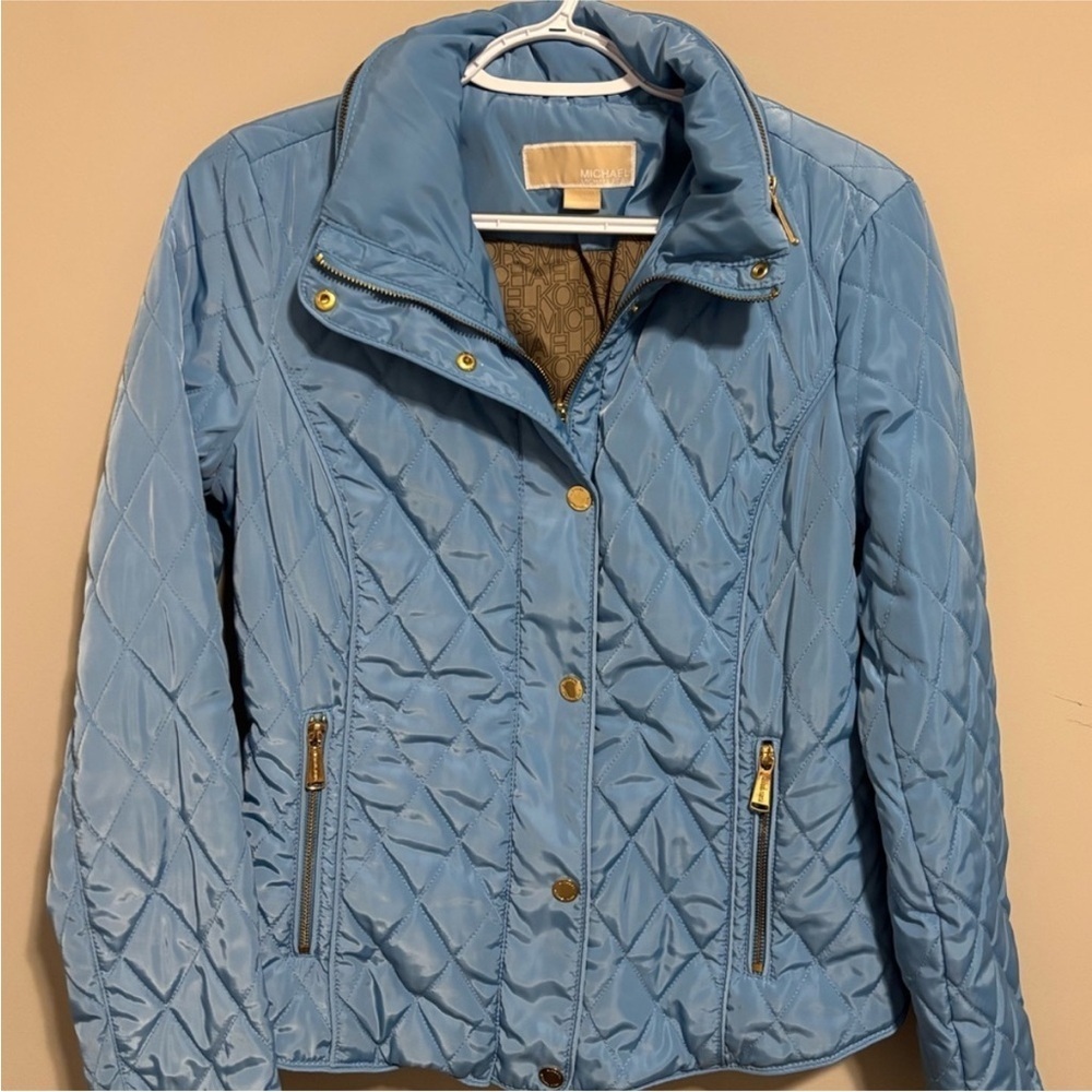 Michael Kors Blue Quilted Puffer Jacket Lightweight Zip Up Women’s Small